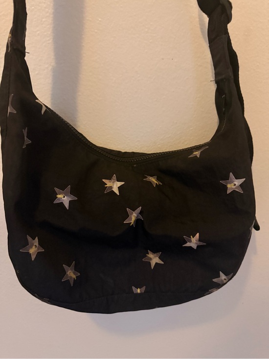 BAGGU Handbags - Baggu Medium Nylon Crescent Bag - Black with stars